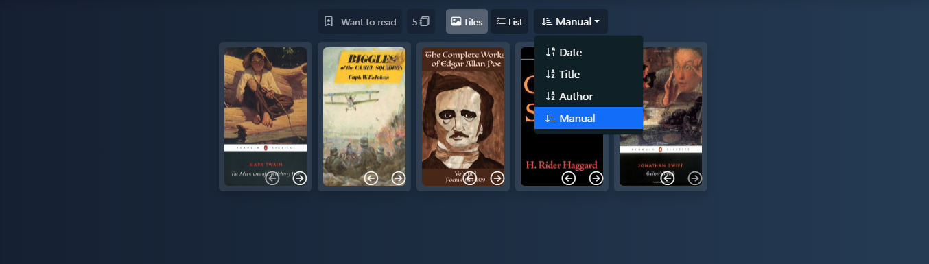 Manual sorting - Tiles view